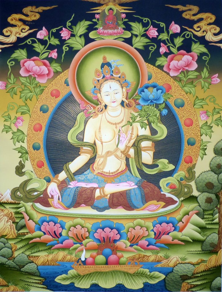 Thangka der Sita Tara „Weiße Tara“ Bai Du Mu – ç™½åº¦æ¯